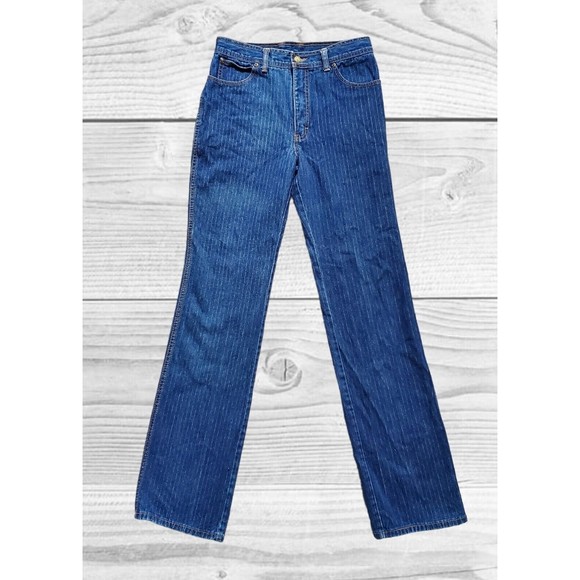 VTG 80s Pinstripe Western Jeans Pants Women's 34x30 Private Club Made In USA EUC - Picture 1 of 14